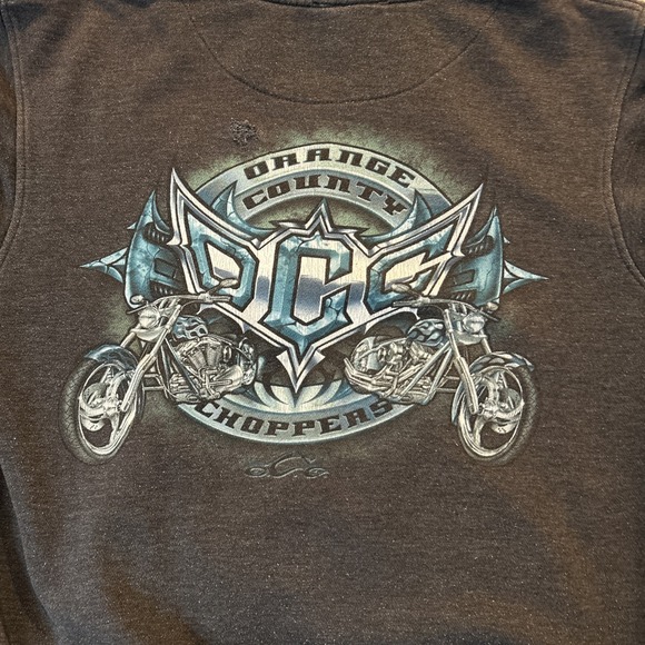 Vtg Orange County Chopper Hoodie Mens Medium Large Faded Black Distressed Y2K - Picture 3 of 10